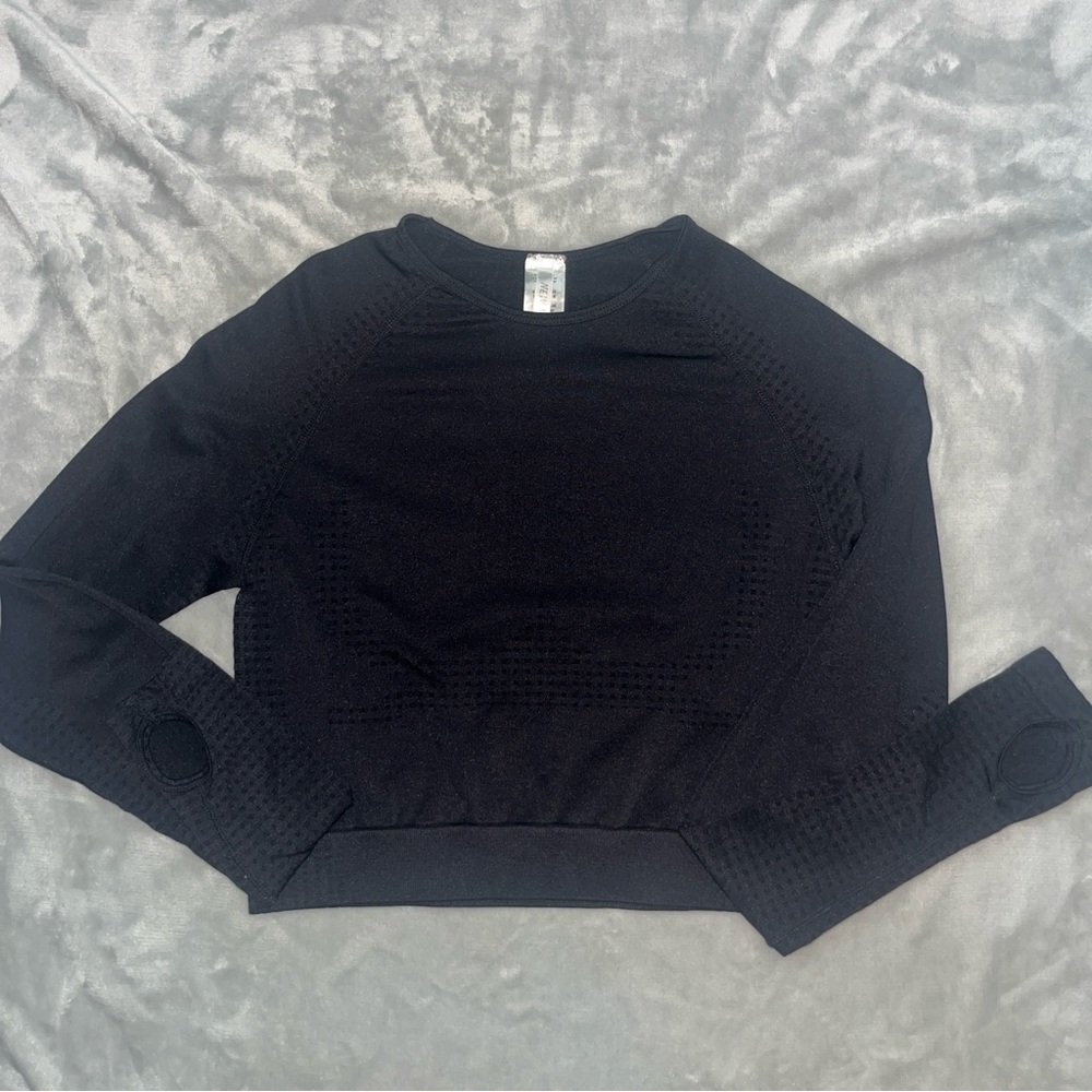 Womens Black Athletic Long Sleeve Top